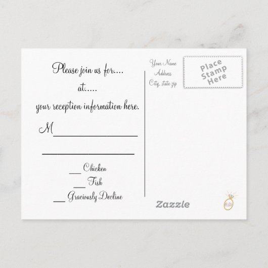 Invitation Carte Postale Mariage R.S.V.P. (Dos)