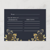 Invitation Carte Postale Mariage Romantique doré Fleur Navy Blue R (Dos)