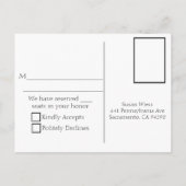 Invitation Carte Postale Mariage Rose moderne rouge et noir RSVP (Dos)