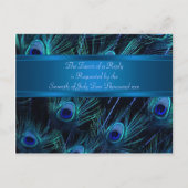 Invitation Carte Postale Mariage Royal Blue Purple Peacock Plumes (Devant)