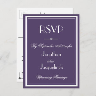Invitation Carte Postale Mariage RSVP Dusty Purple Meal Choice Kindly Répon