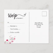 Invitation Carte Postale Mariage RSVP en fleurs de cerisier d'aquarelle (Dos)