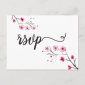 Invitation Carte Postale Mariage RSVP en fleurs de cerisier d'aquarelle (Devant)