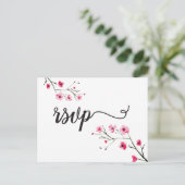 Invitation Carte Postale Mariage RSVP en fleurs de cerisier d'aquarelle (Debout devant)