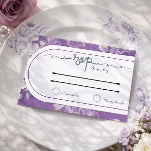 Invitation Carte Postale Mariage RSVP Insertion d'art Vintage violet