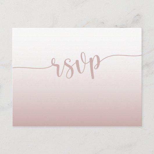 Invitation Carte Postale Mariage RSVP or Rose simple (Devant)
