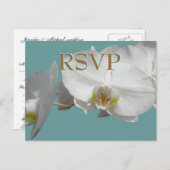 Invitation Carte Postale Mariage RSVP Orchidées Blanches (Devant / Derrière)