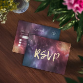 Invitation Carte Postale Mariage RSVP Répondre Galaxy Nebula Constellations