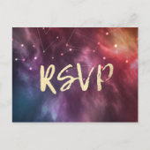 Invitation Carte Postale Mariage RSVP Répondre Galaxy Nebula Constellations (Devant)