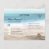 Invitation Carte Postale Mariage RSVP Summer Sandy Beach Starfish Seashell (Dos)