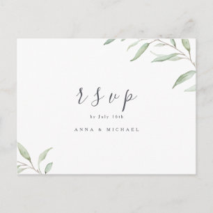 Invitation Carte Postale Mariage rustique botanique minimaliste de verdure 