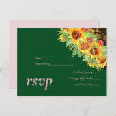 Invitation Carte Postale Mariage rustique des tournesols budgétaires (Devant / Derrière)