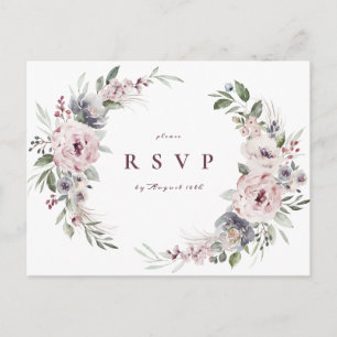 Invitation Carte Postale Mariage rustique floral de boeuf rose roux