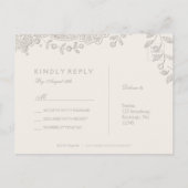 Invitation Carte Postale Mariage rustique RSVP Bourgogne élégante dentelle  (Dos)