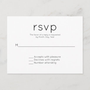 Invitation Carte Postale Mariage simple moderne RSVP