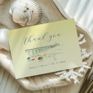 Invitation Carte Postale Mariage sur la Plage Remerciements