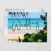 Invitation Carte Postale Mariage Tropical Beach Ocean Blue Destination (Devant / Derrière)
