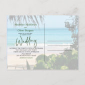 Invitation Carte Postale Mariage Tropical Beach Ocean Blue Destination (Dos)