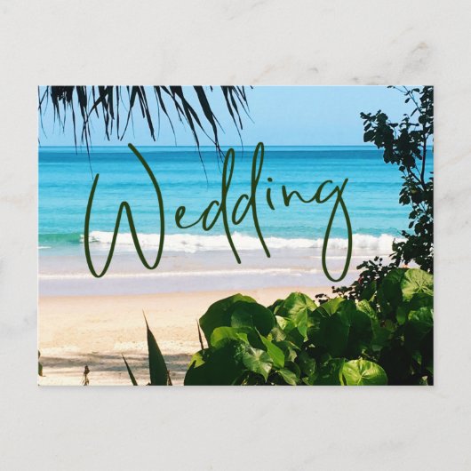 Invitation Carte Postale Mariage Tropical Beach Ocean Blue Destination (Devant)