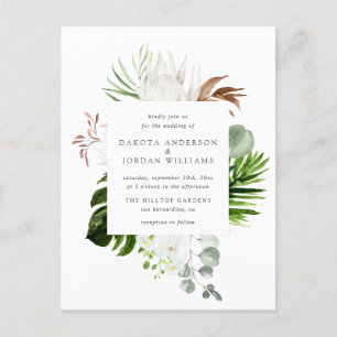 Invitation Carte Postale Mariage tropical de verdure d'eucalyptus