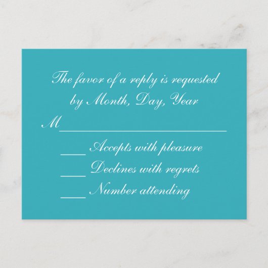 Invitation Carte Postale Mariage turquoise RSVP (Devant)