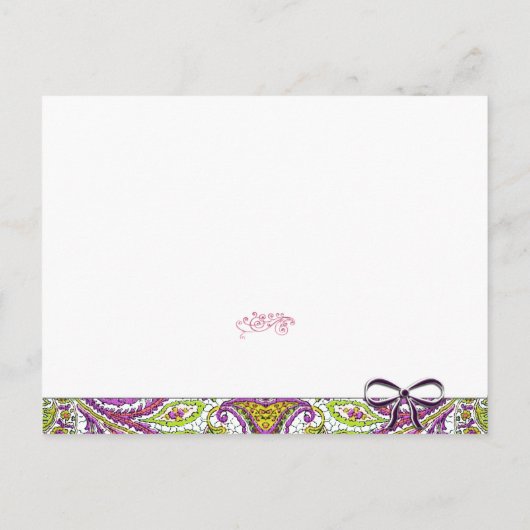 Invitation Carte Postale Mariage vert et rose (Dos)