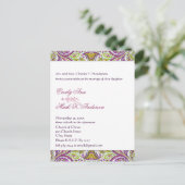 Invitation Carte Postale Mariage vert et rose (Debout devant)