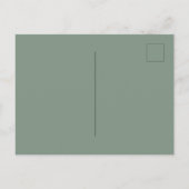 Invitation Carte Postale Mariage vert ginkgo feuille script simple (Dos)