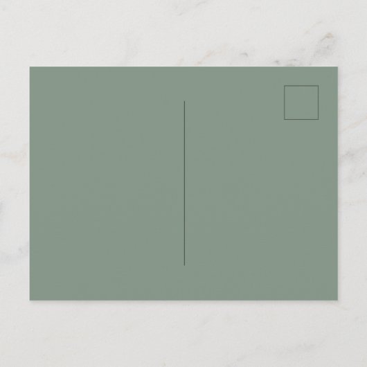 Invitation Carte Postale Mariage vert ginkgo feuille script simple (Dos)