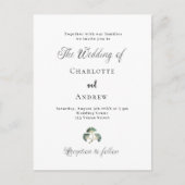 Invitation Carte Postale Mariage vert ginkgo feuille script simple (Devant)