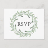 Invitation Carte Postale Mariage vert Olive RSVP (Devant)