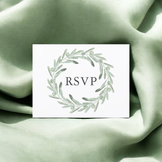 Invitation Carte Postale Mariage vert Olive RSVP