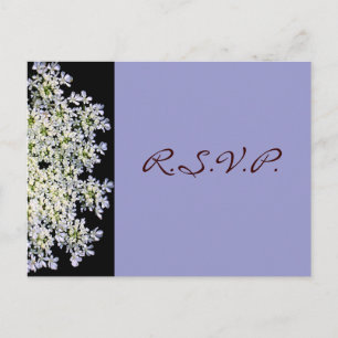 Invitation Carte Postale mariage vintage blanc floral violet RSVP