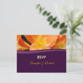 Invitation Carte Postale Mariage violet et orange RSVP (Debout devant)
