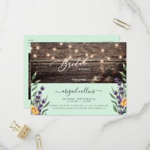 Invitation Carte Postale Mariée de tournesol et de lavande rustique