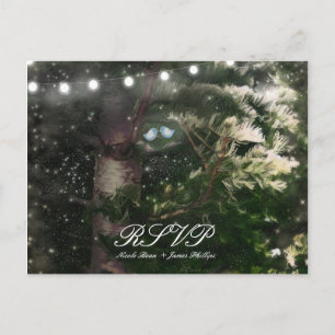 Invitation Carte Postale Mariés + Nuit d'Arbre de Pin Mariage RSVP