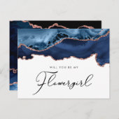 Invitation Carte Postale marina rose or agate serez-vous ma fleurie (Devant / Derrière)