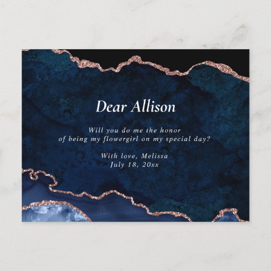 Invitation Carte Postale marina rose or agate serez-vous ma fleurie (Dos)