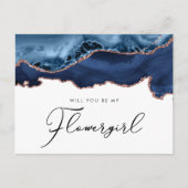 Invitation Carte Postale marina rose or agate serez-vous ma fleurie (Devant)