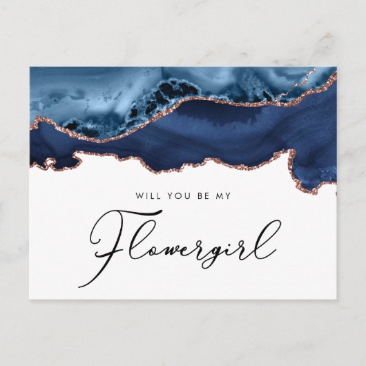 Invitation Carte Postale marina rose or agate serez-vous ma fleurie (Devant)