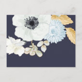 Invitation Carte Postale Marine Blanc or Floral Mariage Budget RSVP (Dos)