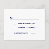 Invitation Carte Postale marine blanche dentelle marine bleu mariage RSVP (Dos)