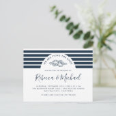Invitation Carte Postale Marine Bleu Nautique Lier Le Mariage De Knot (Debout devant)