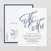 Marine Blue M. et Mme Rustic Mariage de calligraph