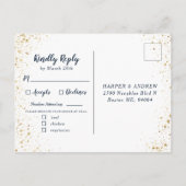 Invitation Carte Postale Marine Blue Ombre avec repas choix mariage RSVP (Dos)