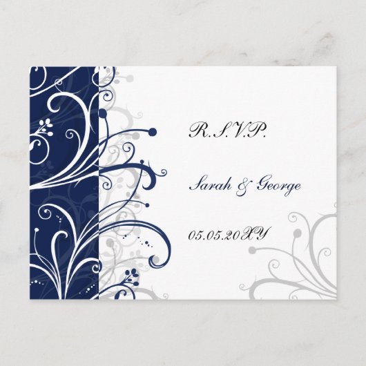 Invitation Carte Postale marine style mariage rsvp (Devant)