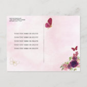 Invitation Carte Postale Maroon Rouge Plum or Floral Princesse Quinceañera (Dos)