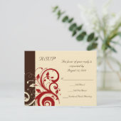 Invitation Carte Postale Marron/Crème/Rouge Tourbillon Inverse (Debout devant)
