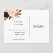 Invitation Carte Postale Marsala Greenery Floral mariage rsvp buffet 4163 (Dos)