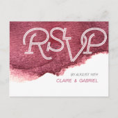 Invitation Carte Postale Marsala peint rose moderne mariage simple RSVP (Devant)